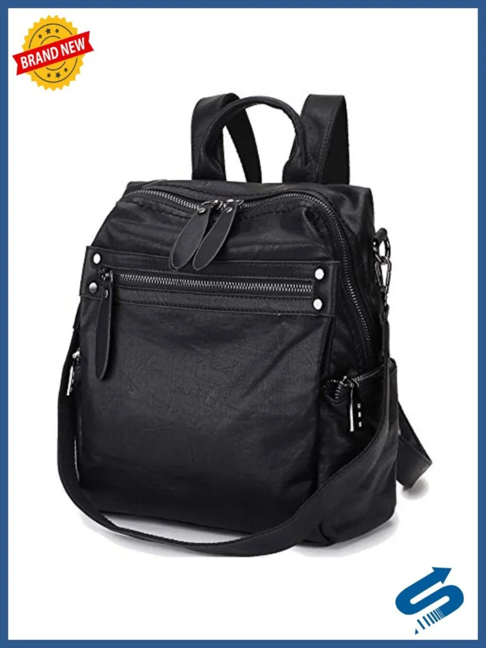 Faux Leather Mini Backpack Purse for Women Convertible Shoulder Bag Water